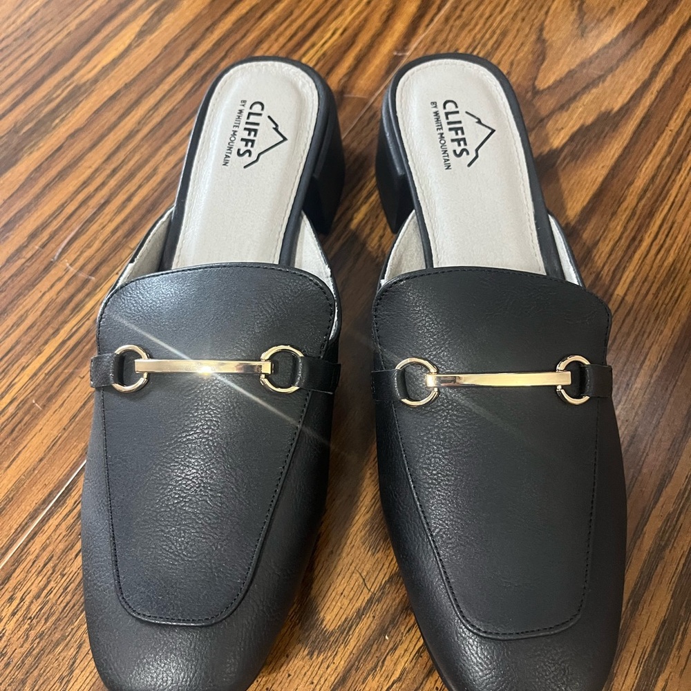 Cliffs By White‎ Mountain Black Quin Mule w/ gold accents 10 work casual